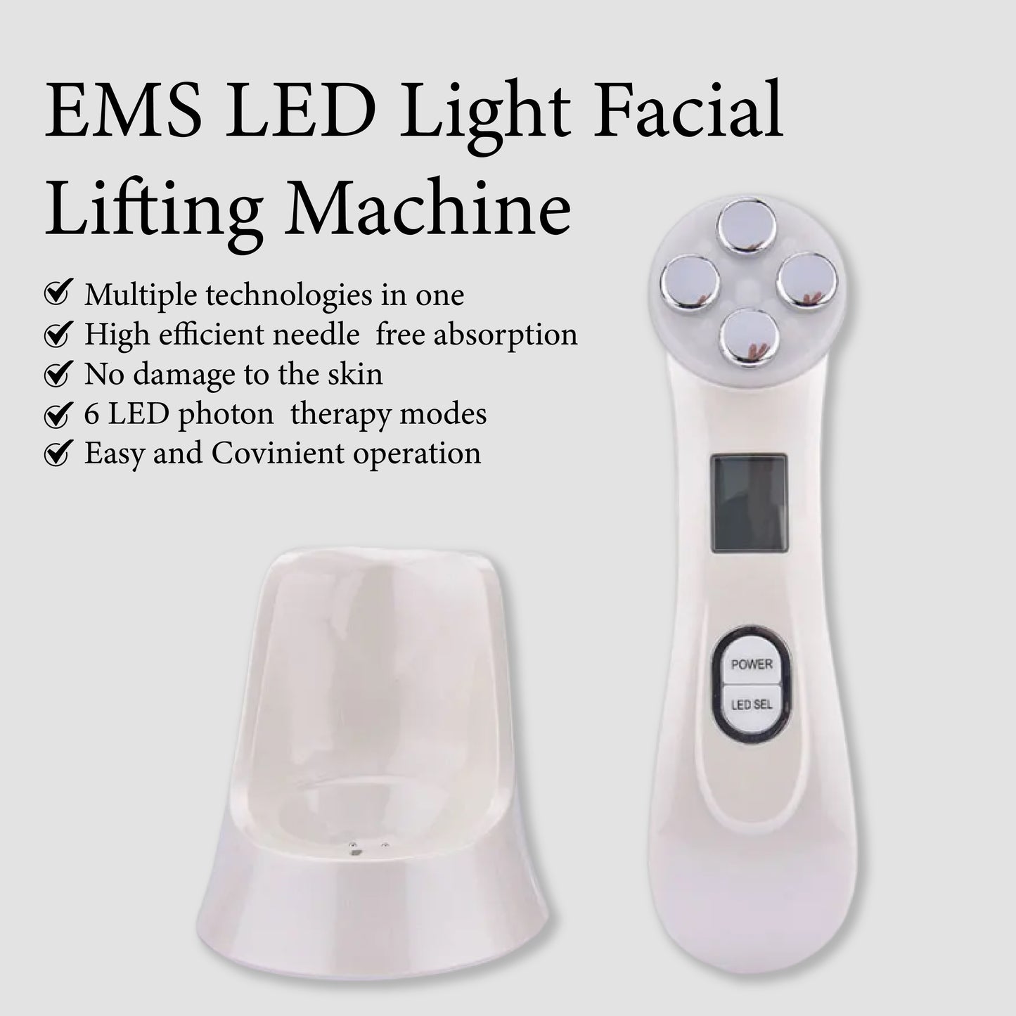 EMS LED Light Facial Lifting Machine – Electroporation & Mesotherapy Device