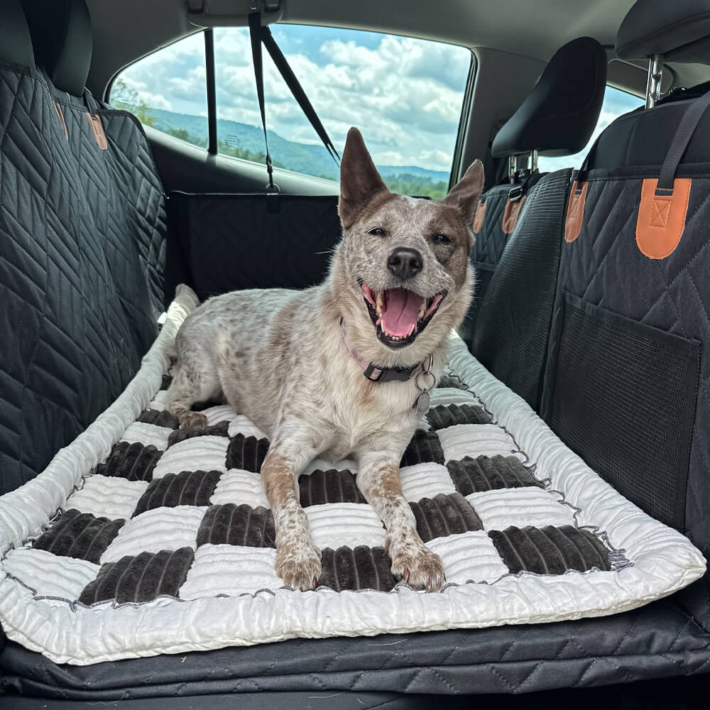 Hard Bottom Car Seat Cover Backseat Extender 2.0 with Free dog Bed