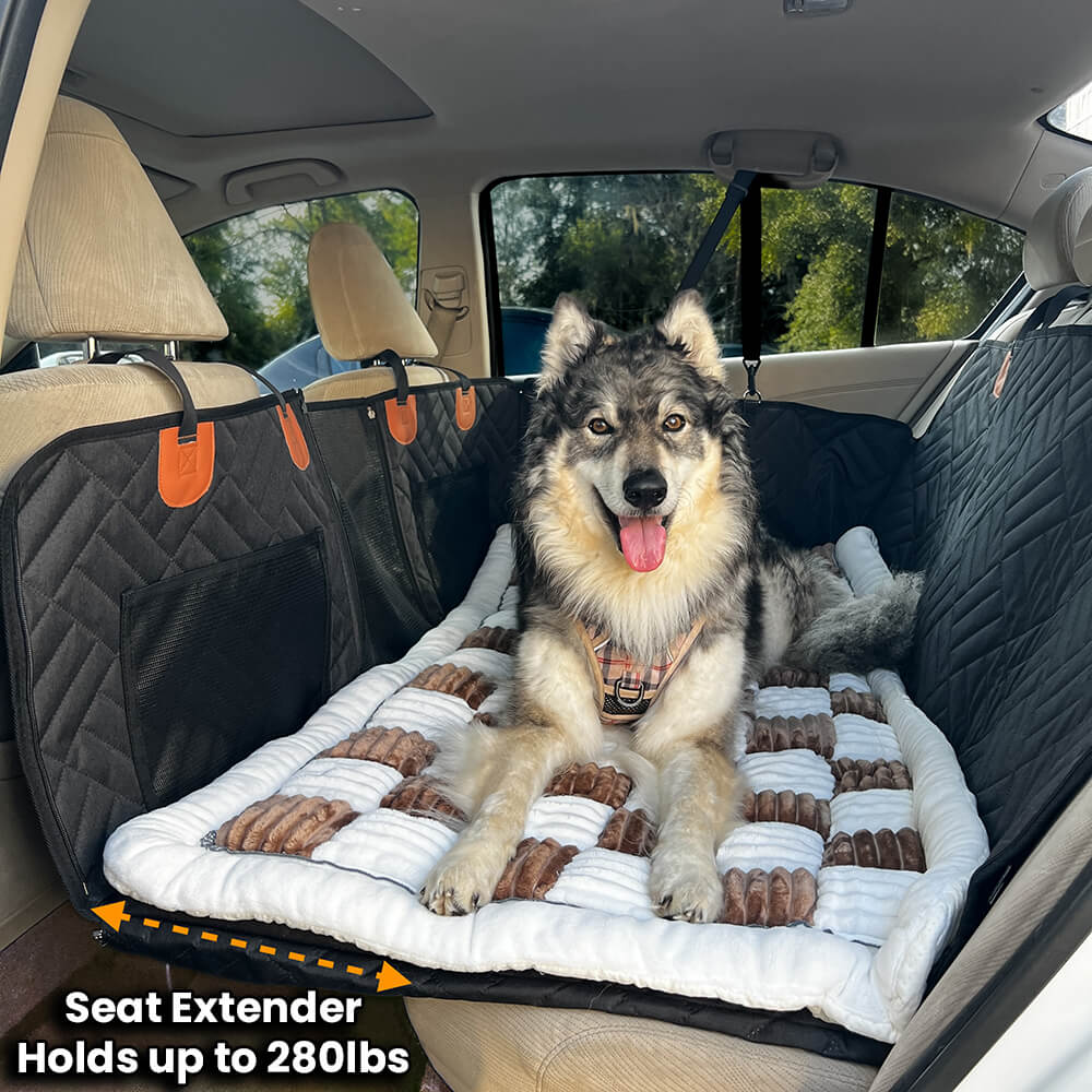 Hard Bottom Car Seat Cover Backseat Extender 2.0 with Free dog Bed