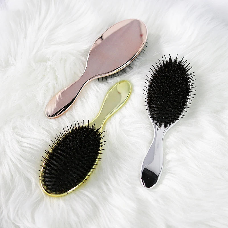 Electroplated Gold & Silver Bristles Comb | Detangling Brush - Zenith Cart