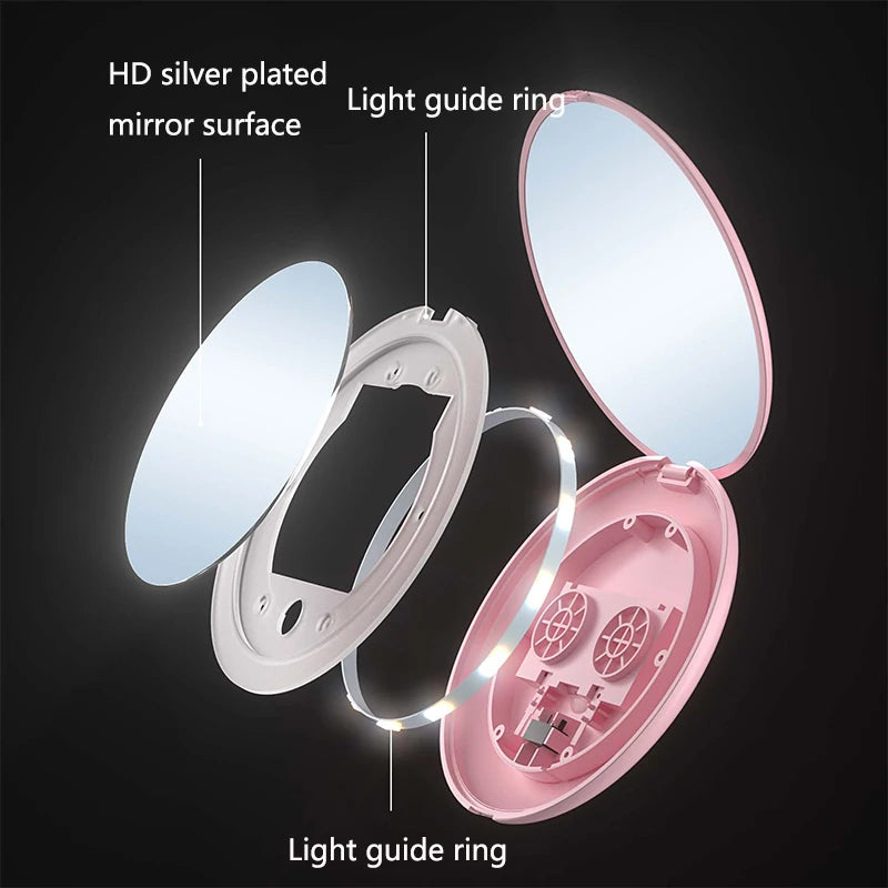 Mini LED Lighted Makeup Mirror – Magnifying Pocket Mirror - Zenith Cart