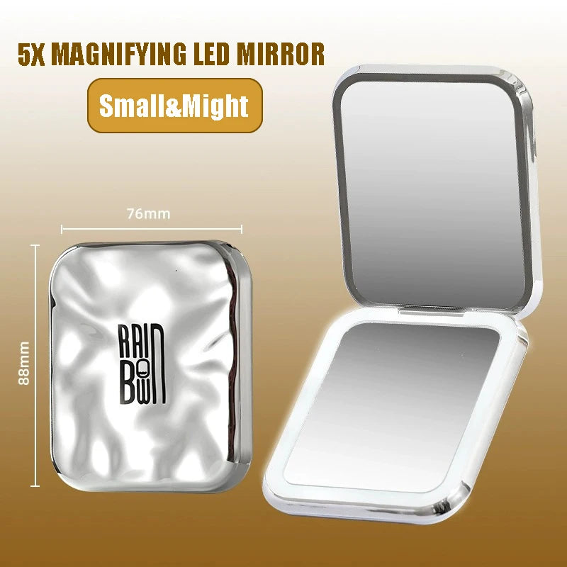 Galaxy Folding Mini Mirror with LED Light & 5X Magnification - Zenith Cart