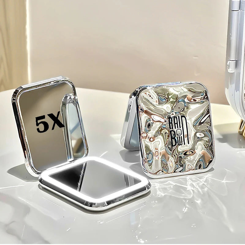 Galaxy Folding Mini Mirror with LED Light & 5X Magnification - Zenith Cart